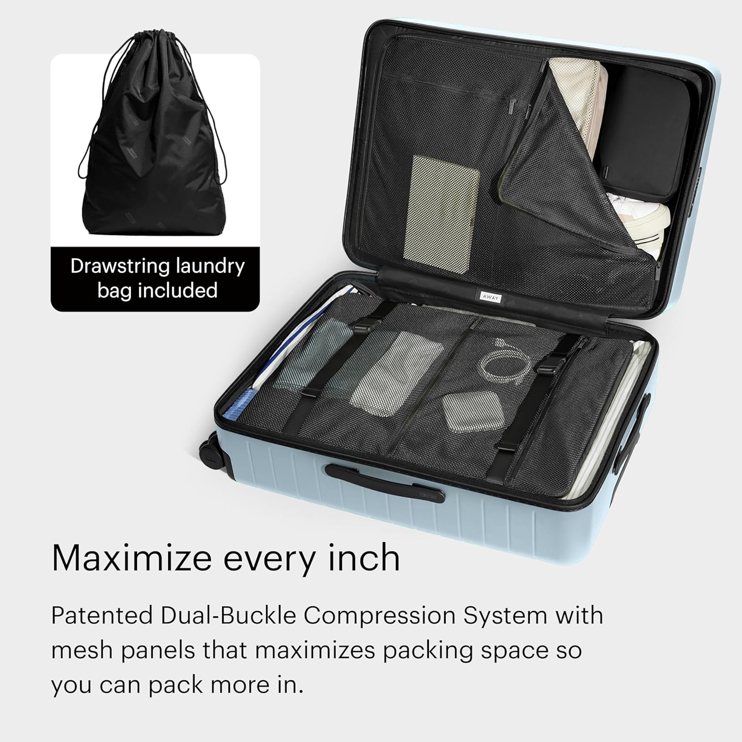 image:imageAway Amazon Exclusive Large Checked Luggage 29Inch Lightweight Hardside Suitcase with Four WhisperGlide 360 Spinner Wheels Interior Compression System TSAAccepted Lock Sky BlueSky Blue
