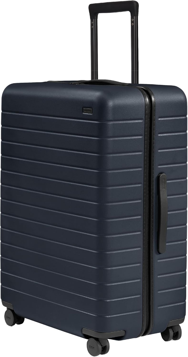 image:imageAway Amazon Exclusive Large Checked Luggage 29Inch Lightweight Hardside Suitcase with Four WhisperGlide 360 Spinner Wheels Interior Compression System TSAAccepted Lock Sky BlueNavy Blue