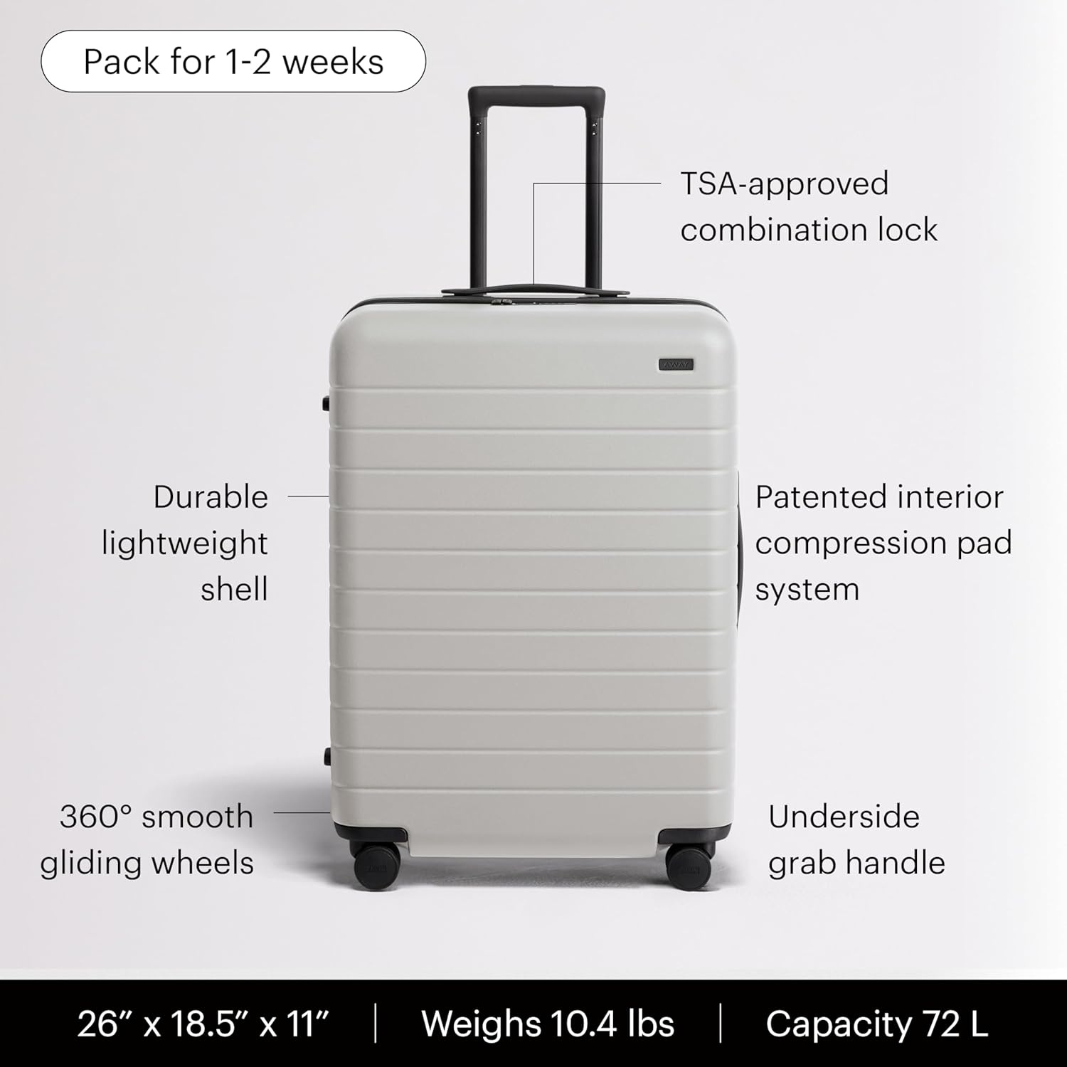 image:imageAway Amazon Exclusive Large Checked Luggage 29Inch Lightweight Hardside Suitcase with Four WhisperGlide 360 Spinner Wheels Interior Compression System TSAAccepted Lock Sky BlueCloud Gray