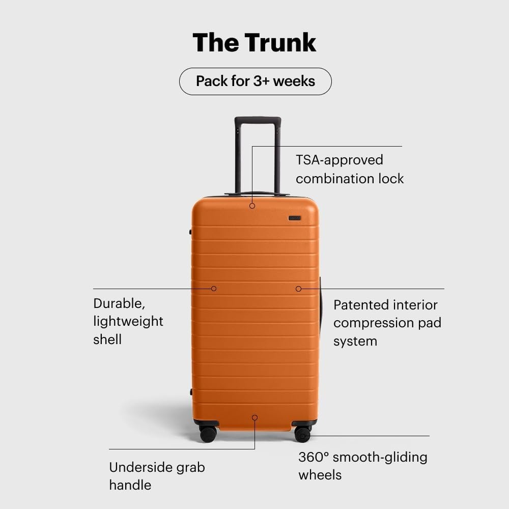 image:imageAway Amazon Exclusive Large Checked Luggage 29Inch Lightweight Hardside Suitcase with Four WhisperGlide 360 Spinner Wheels Interior Compression System TSAAccepted Lock Sky BlueSorbet Orange