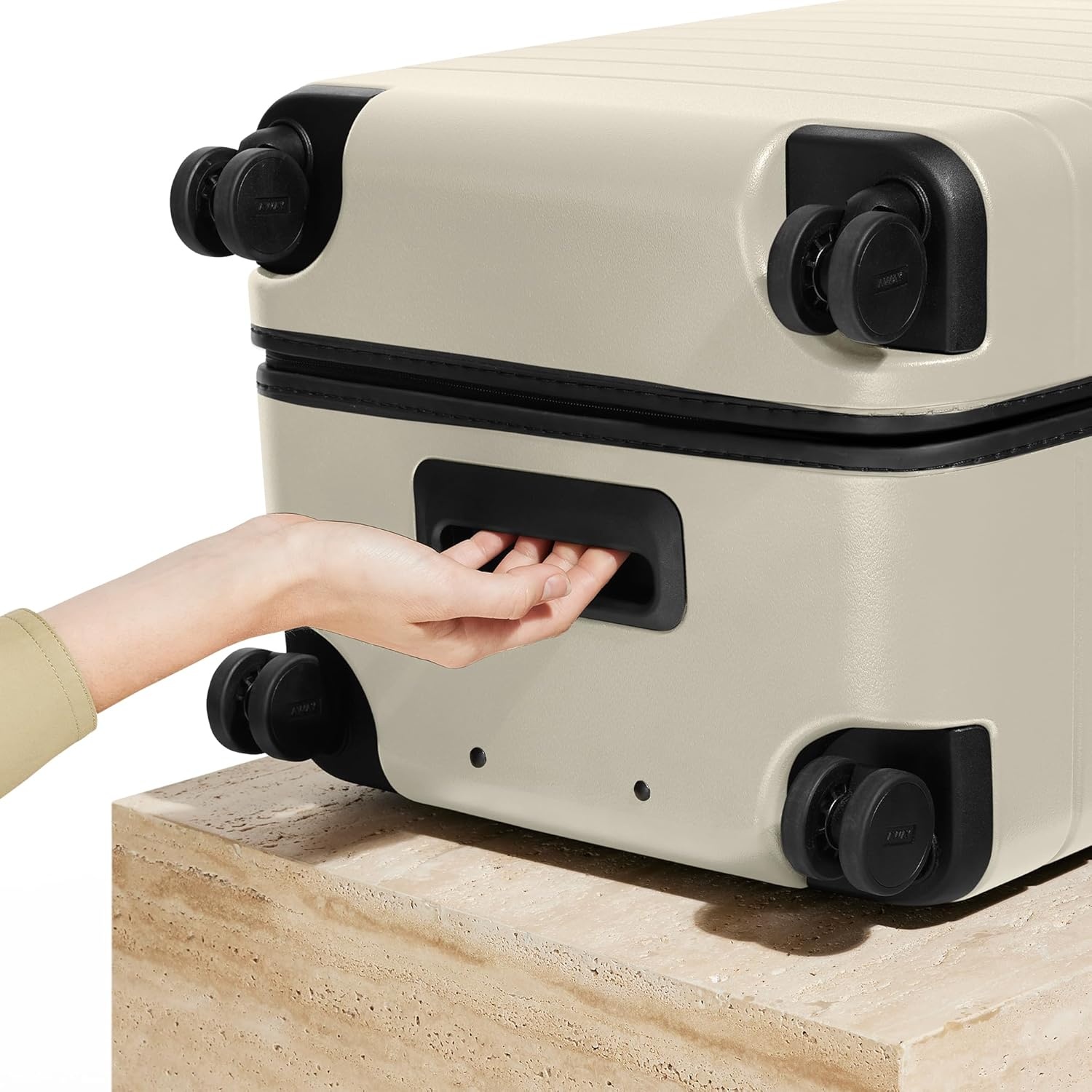 image:imageAway Amazon Exclusive Large Checked Luggage 29Inch Lightweight Hardside Suitcase with Four WhisperGlide 360 Spinner Wheels Interior Compression System TSAAccepted Lock Sky BlueSalt White Matte