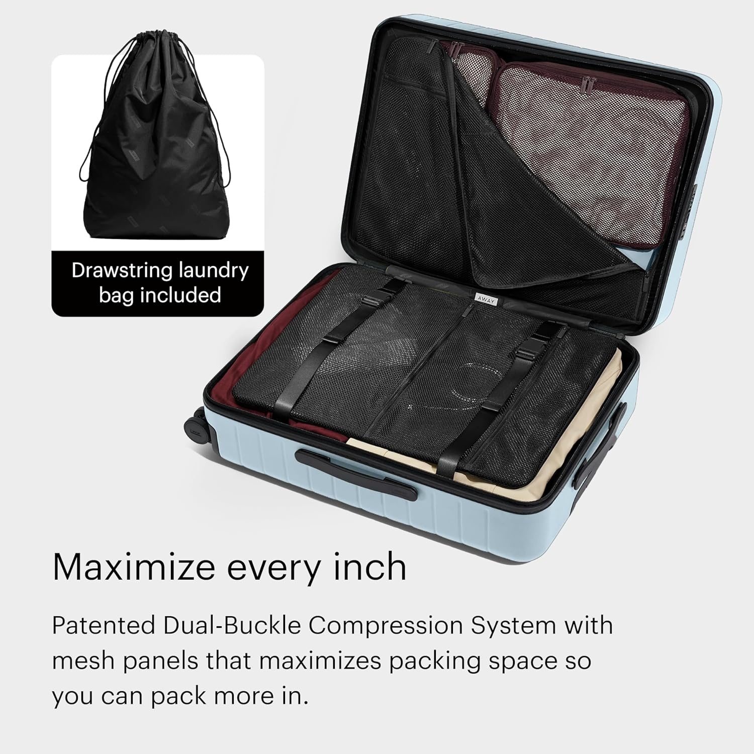 image:imageAway Amazon Exclusive Large Checked Luggage 29Inch Lightweight Hardside Suitcase with Four WhisperGlide 360 Spinner Wheels Interior Compression System TSAAccepted Lock Sky BlueSky Blue