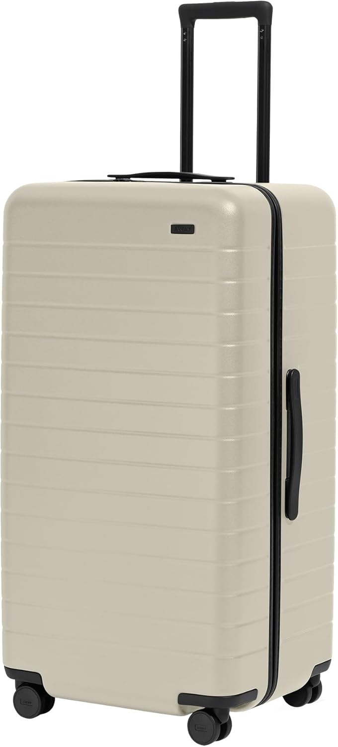 image:imageAway Amazon Exclusive Large Checked Luggage 29Inch Lightweight Hardside Suitcase with Four WhisperGlide 360 Spinner Wheels Interior Compression System TSAAccepted Lock Sky BlueSalt White Matte