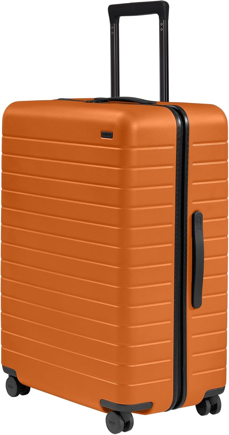 image:imageAway Amazon Exclusive Large Checked Luggage 29Inch Lightweight Hardside Suitcase with Four WhisperGlide 360 Spinner Wheels Interior Compression System TSAAccepted Lock Sky BlueSorbet Orange