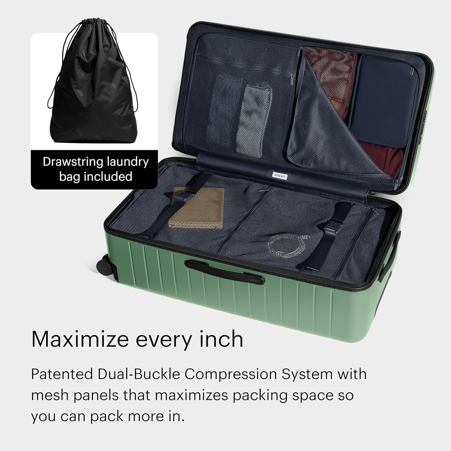 image:imageAway Amazon Exclusive Large Checked Luggage 29Inch Lightweight Hardside Suitcase with Four WhisperGlide 360 Spinner Wheels Interior Compression System TSAAccepted Lock Sky BlueSea Green