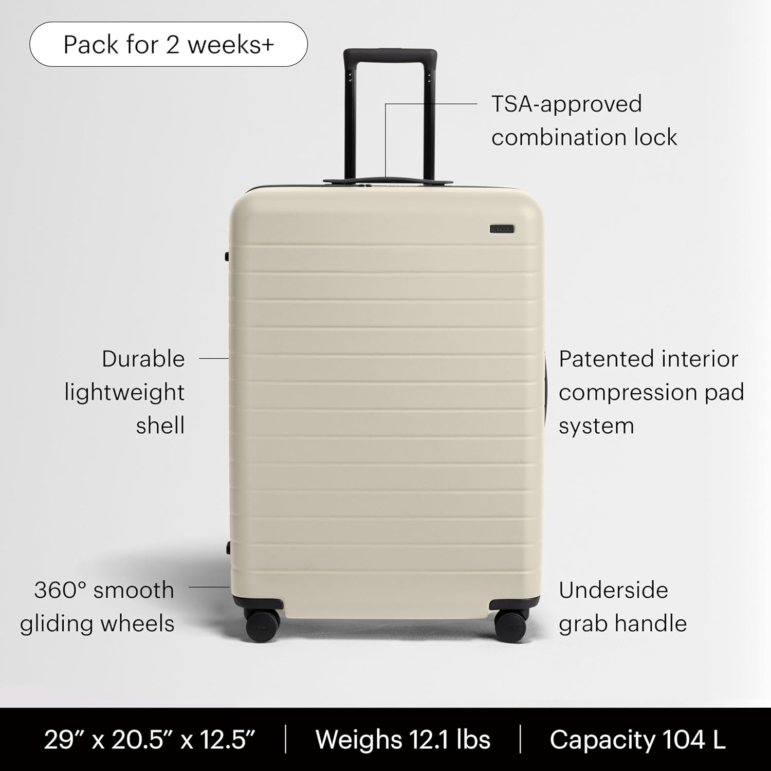 image:imageAway Amazon Exclusive Large Checked Luggage 29Inch Lightweight Hardside Suitcase with Four WhisperGlide 360 Spinner Wheels Interior Compression System TSAAccepted Lock Sky BlueSalt White