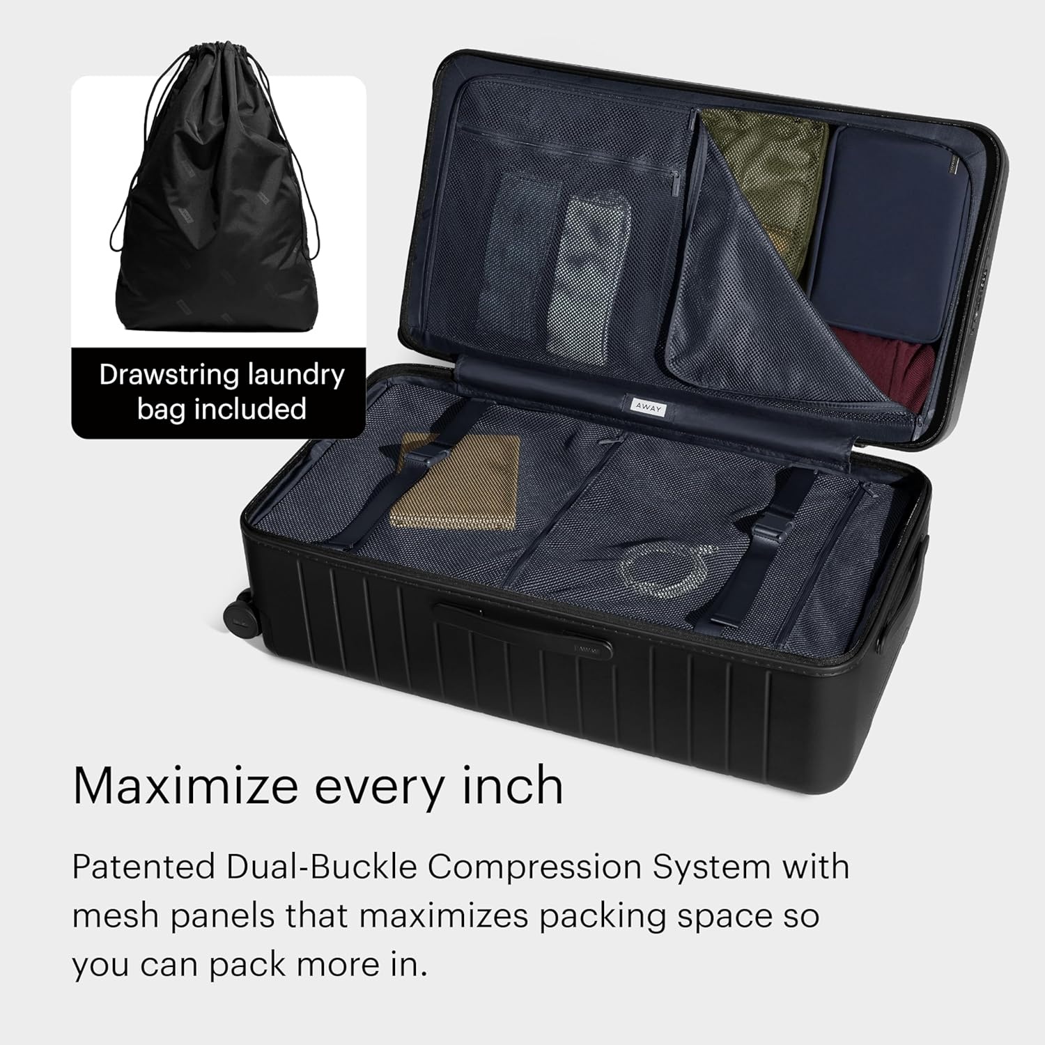 image:imageAway Amazon Exclusive Large Checked Luggage 29Inch Lightweight Hardside Suitcase with Four WhisperGlide 360 Spinner Wheels Interior Compression System TSAAccepted Lock Sky BlueJet Black