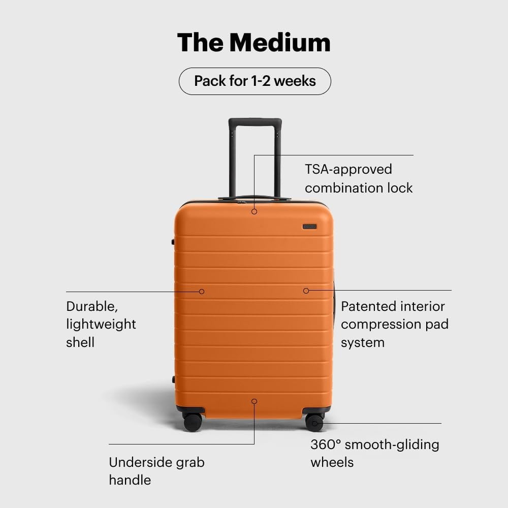 image:imageAway Amazon Exclusive Large Checked Luggage 29Inch Lightweight Hardside Suitcase with Four WhisperGlide 360 Spinner Wheels Interior Compression System TSAAccepted Lock Sky BlueSorbet Orange
