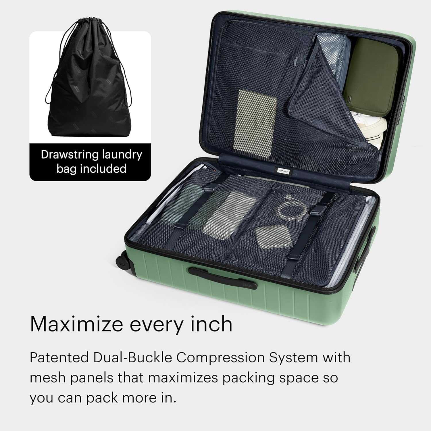 image:imageAway Amazon Exclusive Large Checked Luggage 29Inch Lightweight Hardside Suitcase with Four WhisperGlide 360 Spinner Wheels Interior Compression System TSAAccepted Lock Sky BlueSea Green