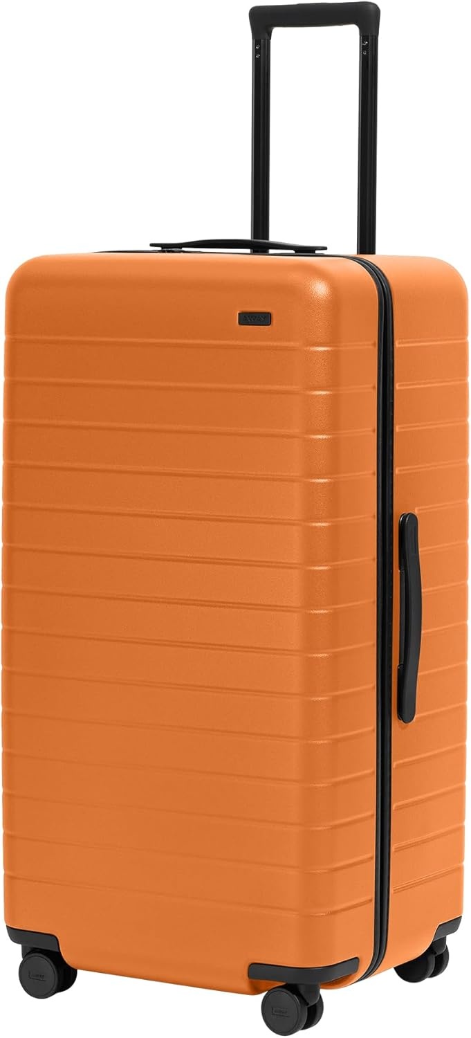 image:imageAway Amazon Exclusive Large Checked Luggage 29Inch Lightweight Hardside Suitcase with Four WhisperGlide 360 Spinner Wheels Interior Compression System TSAAccepted Lock Sky BlueSorbet Orange