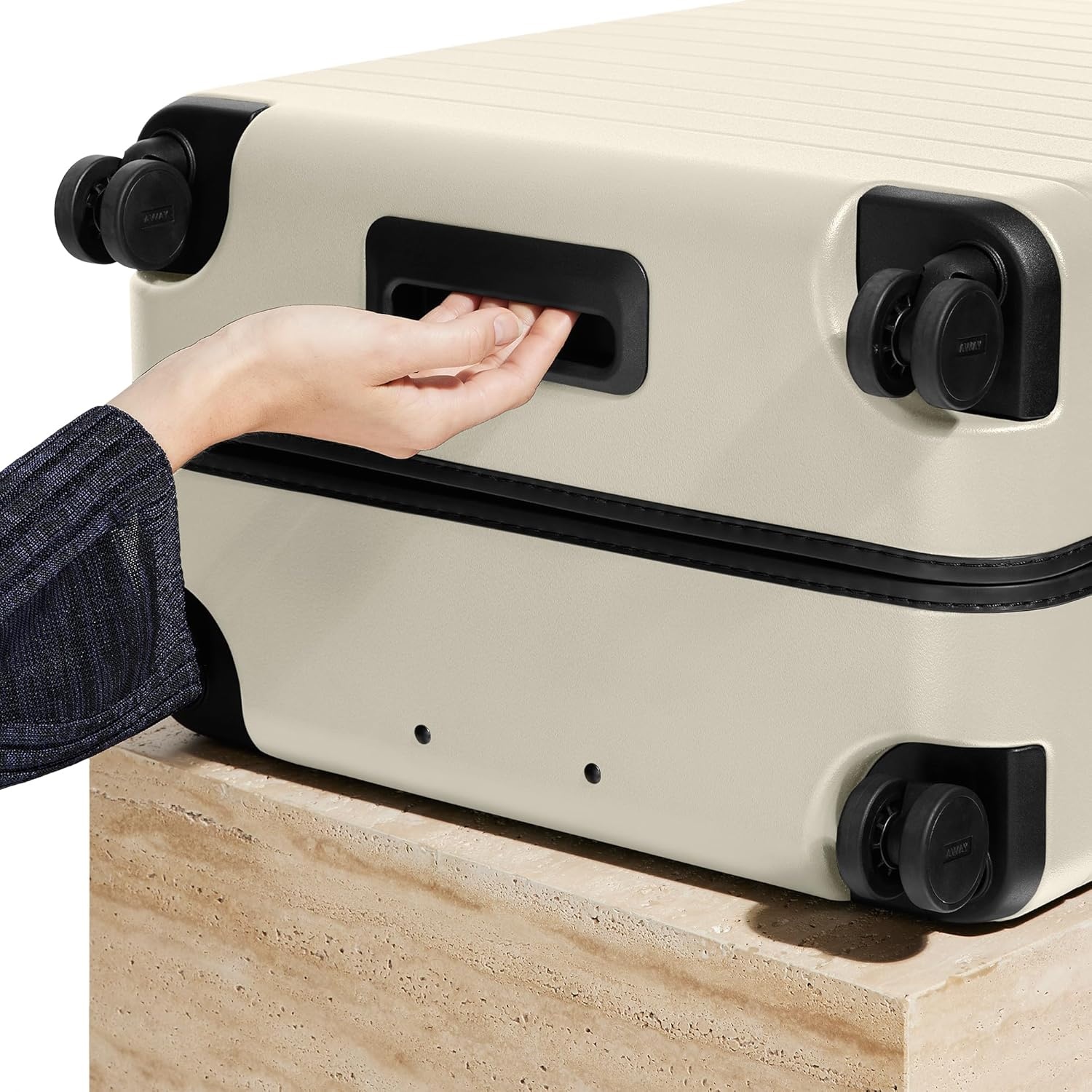 image:imageAway Amazon Exclusive Large Checked Luggage 29Inch Lightweight Hardside Suitcase with Four WhisperGlide 360 Spinner Wheels Interior Compression System TSAAccepted Lock Sky BlueSalt White Matte