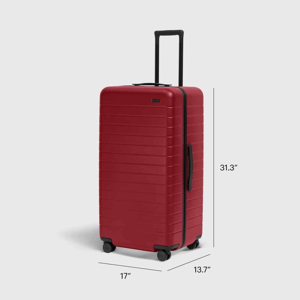 image:imageAway Amazon Exclusive Large Checked Luggage 29Inch Lightweight Hardside Suitcase with Four WhisperGlide 360 Spinner Wheels Interior Compression System TSAAccepted Lock Sky BlueTango Red
