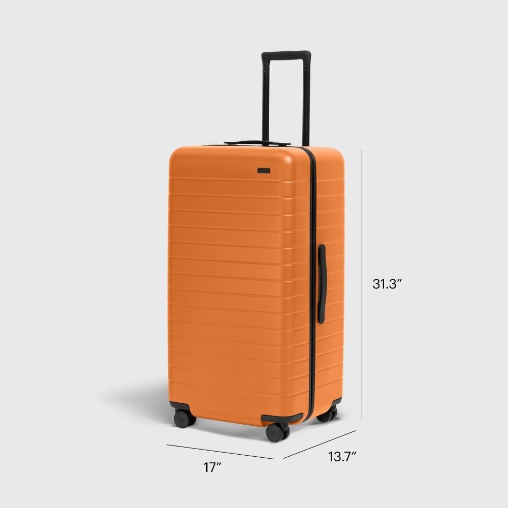 image:imageAway Amazon Exclusive Large Checked Luggage 29Inch Lightweight Hardside Suitcase with Four WhisperGlide 360 Spinner Wheels Interior Compression System TSAAccepted Lock Sky BlueSorbet Orange