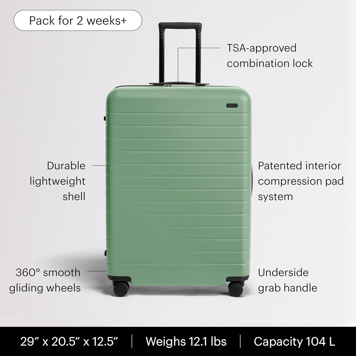 image:imageAway Amazon Exclusive Large Checked Luggage 29Inch Lightweight Hardside Suitcase with Four WhisperGlide 360 Spinner Wheels Interior Compression System TSAAccepted Lock Sky BlueSea Green