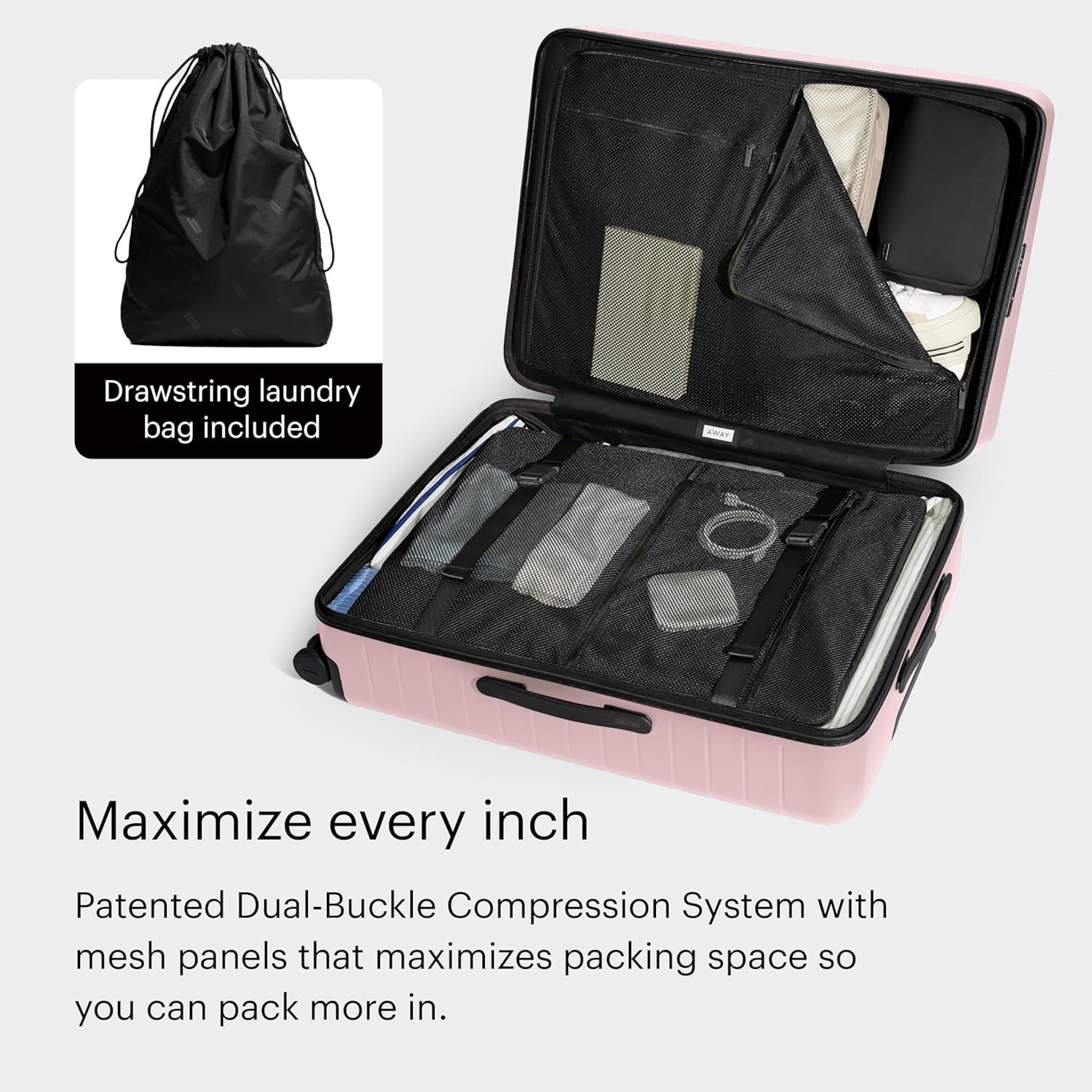 image:imageAway Amazon Exclusive Large Checked Luggage 29Inch Lightweight Hardside Suitcase with Four WhisperGlide 360 Spinner Wheels Interior Compression System TSAAccepted Lock Sky BlueBlush Pink