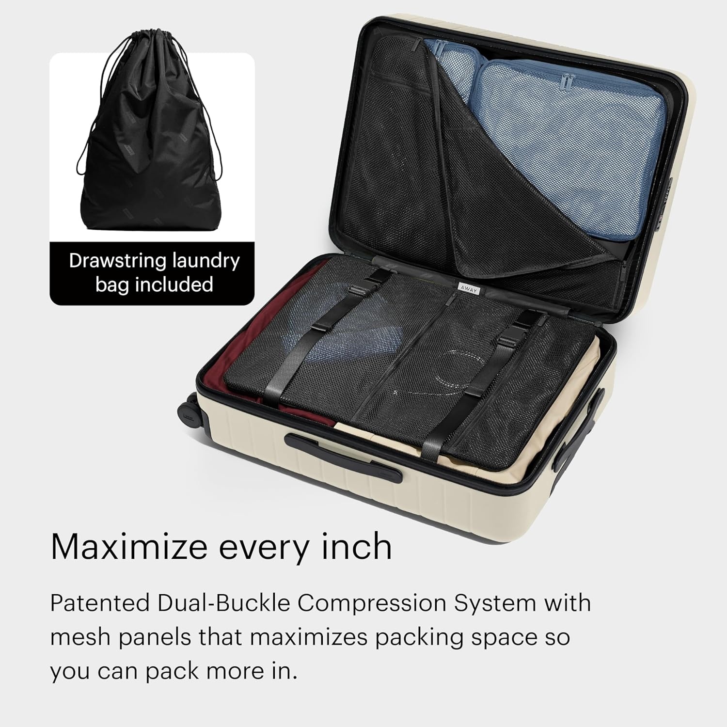 image:imageAway Amazon Exclusive Large Checked Luggage 29Inch Lightweight Hardside Suitcase with Four WhisperGlide 360 Spinner Wheels Interior Compression System TSAAccepted Lock Sky BlueSalt White