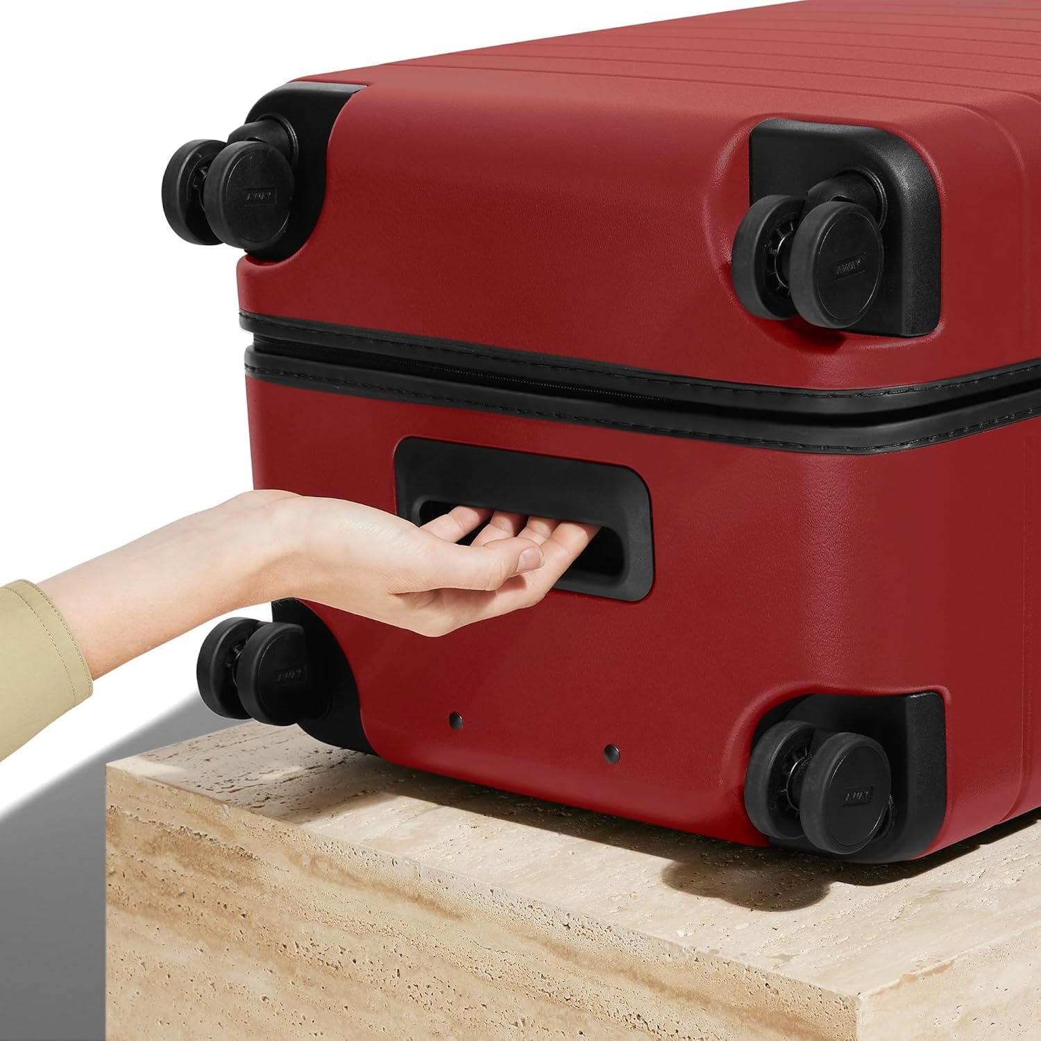 image:imageAway Amazon Exclusive Large Checked Luggage 29Inch Lightweight Hardside Suitcase with Four WhisperGlide 360 Spinner Wheels Interior Compression System TSAAccepted Lock Sky BlueTango Red