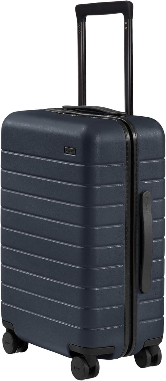 image:imageAway Amazon Exclusive Bigger CarryOn Luggage 23Inch Lightweight Hardside Suitcase with 360 Spinner Wheels Interior Compression System TSAApproved Lock Sky BlueNavy Blue