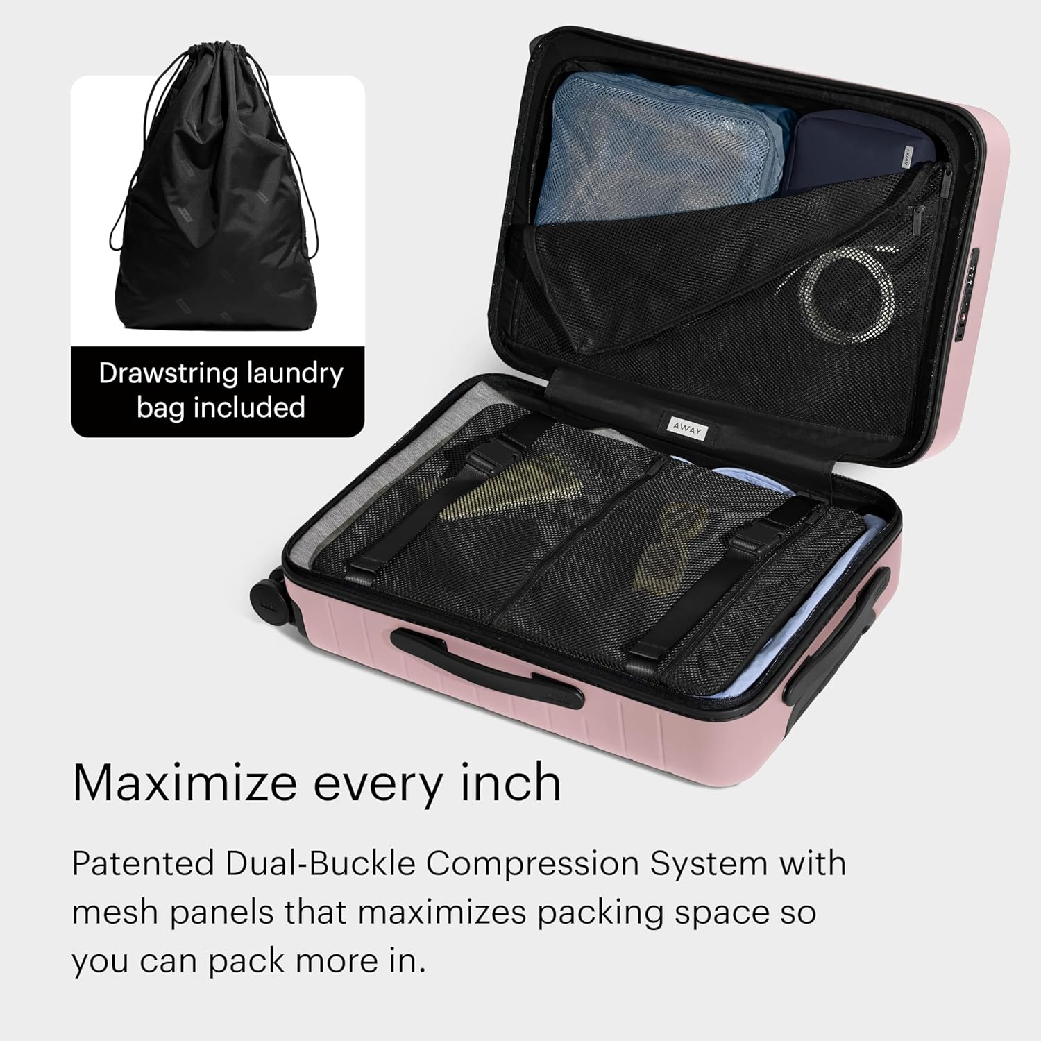 image:imageAway Amazon Exclusive Bigger CarryOn Luggage 23Inch Lightweight Hardside Suitcase with 360 Spinner Wheels Interior Compression System TSAApproved Lock Sky BlueBlush Pink