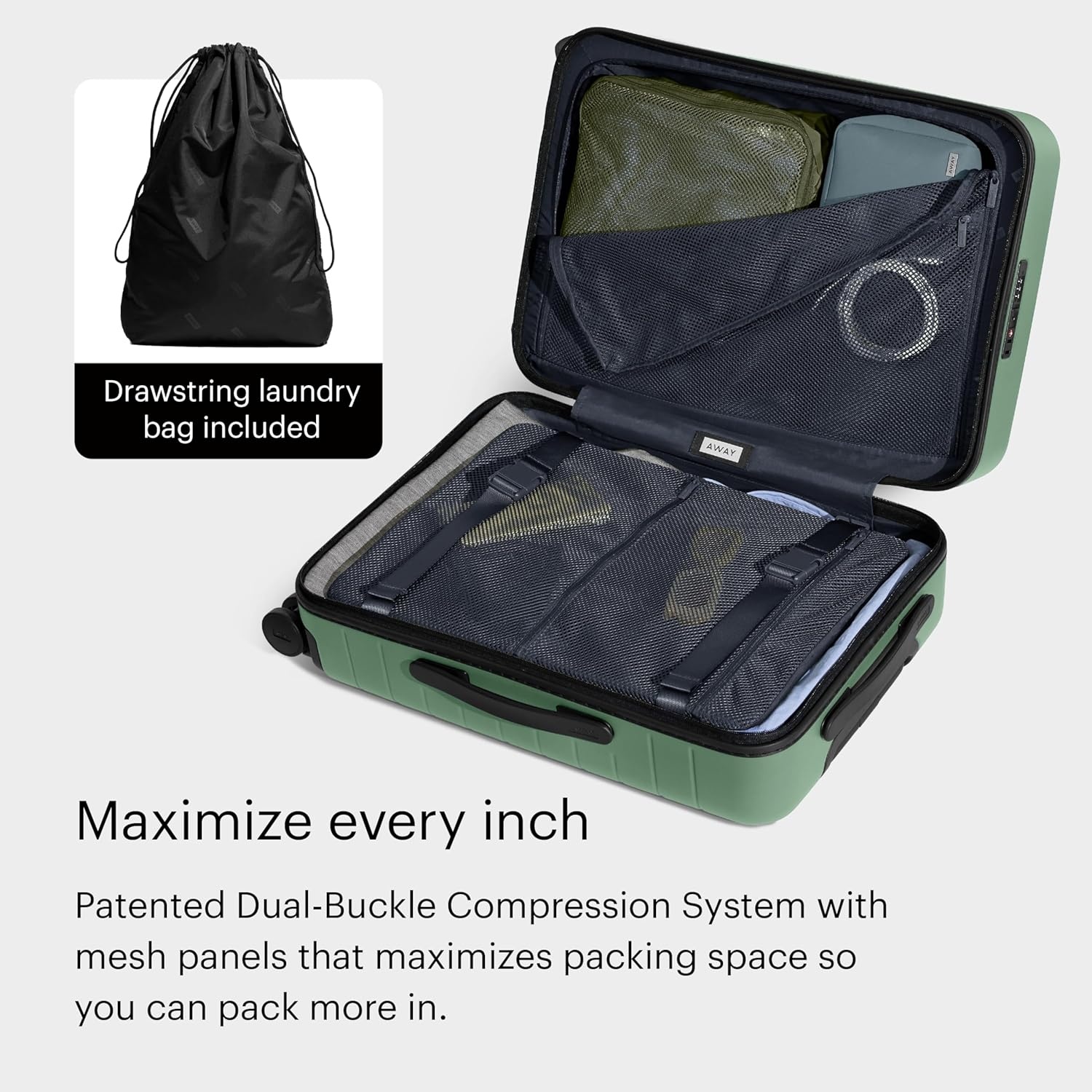 image:imageAway Amazon Exclusive Bigger CarryOn Luggage 23Inch Lightweight Hardside Suitcase with 360 Spinner Wheels Interior Compression System TSAApproved Lock Sky BlueSea Green