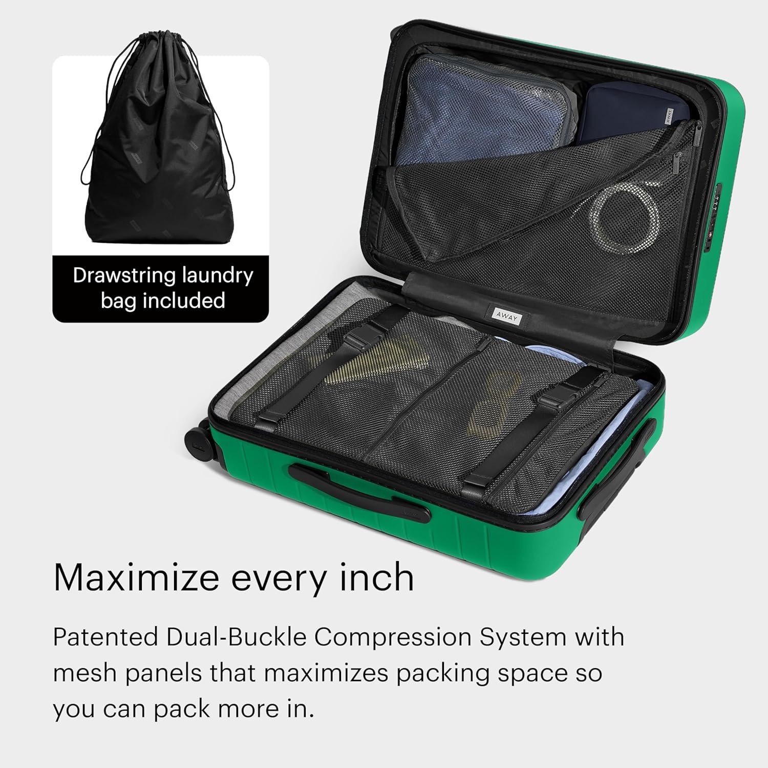 image:imageAway Amazon Exclusive Bigger CarryOn Luggage 23Inch Lightweight Hardside Suitcase with 360 Spinner Wheels Interior Compression System TSAApproved Lock Sky BluePalm Green