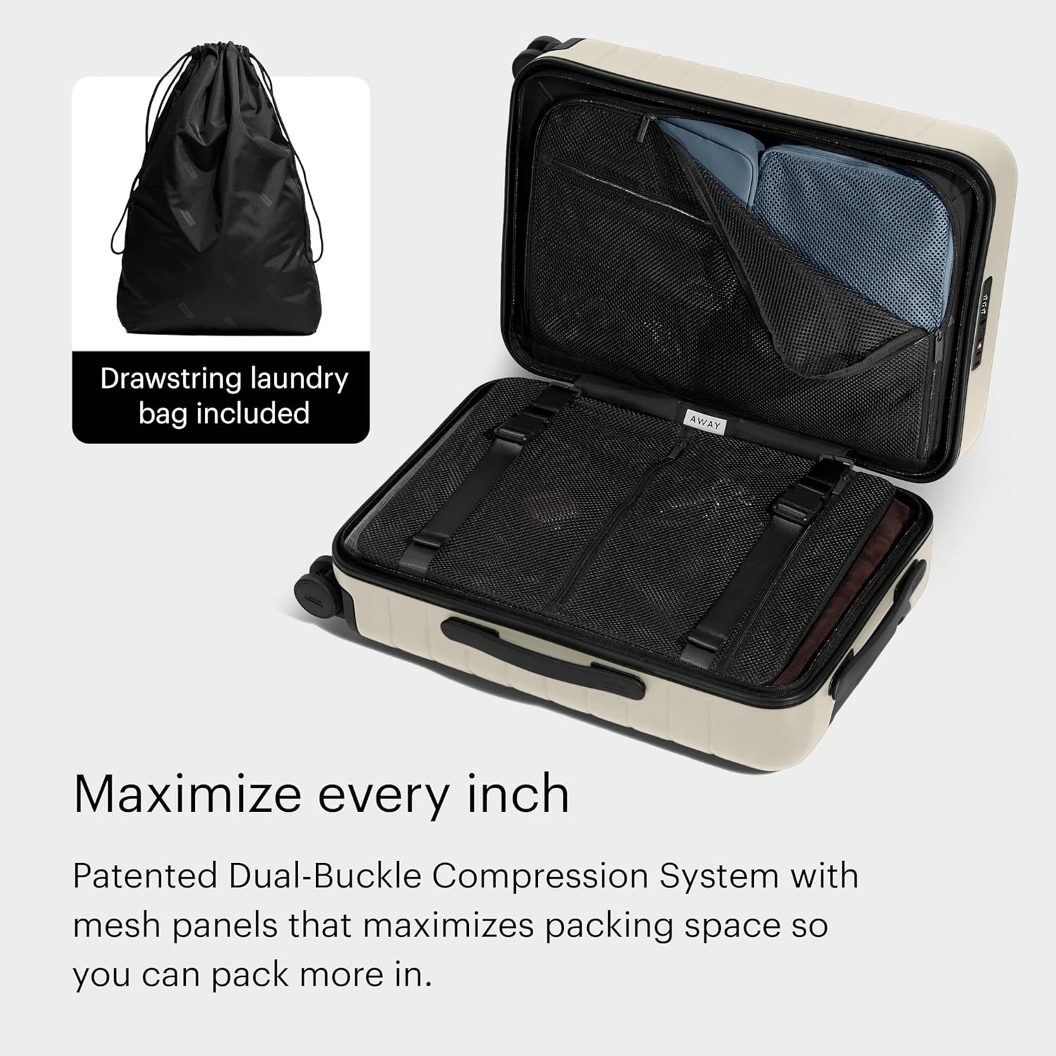 image:imageAway Amazon Exclusive Bigger CarryOn Luggage 23Inch Lightweight Hardside Suitcase with 360 Spinner Wheels Interior Compression System TSAApproved Lock Sky BlueSalt White Matte