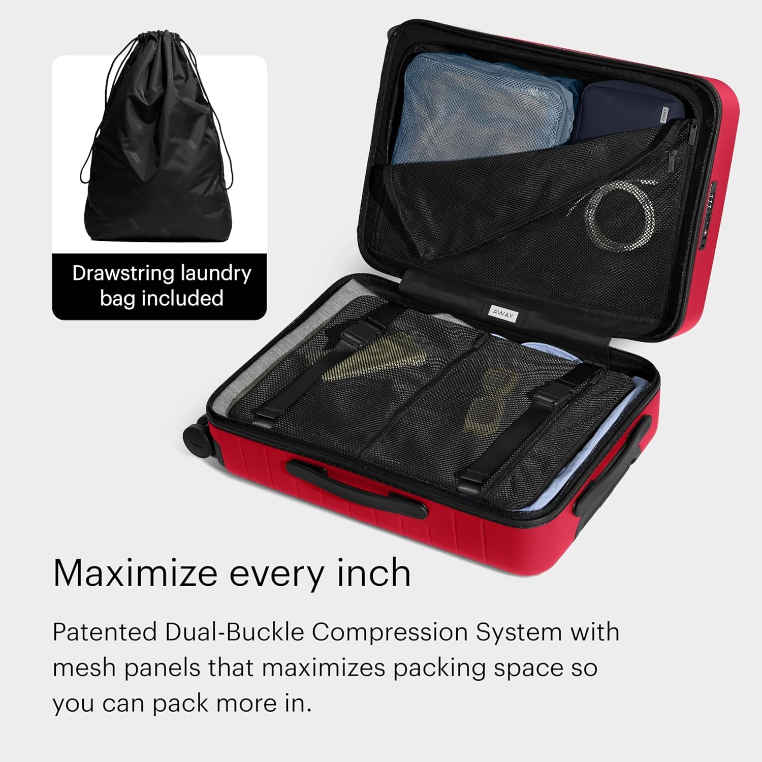 image:imageAway Amazon Exclusive Bigger CarryOn Luggage 23Inch Lightweight Hardside Suitcase with 360 Spinner Wheels Interior Compression System TSAApproved Lock Sky BlueCherry Red