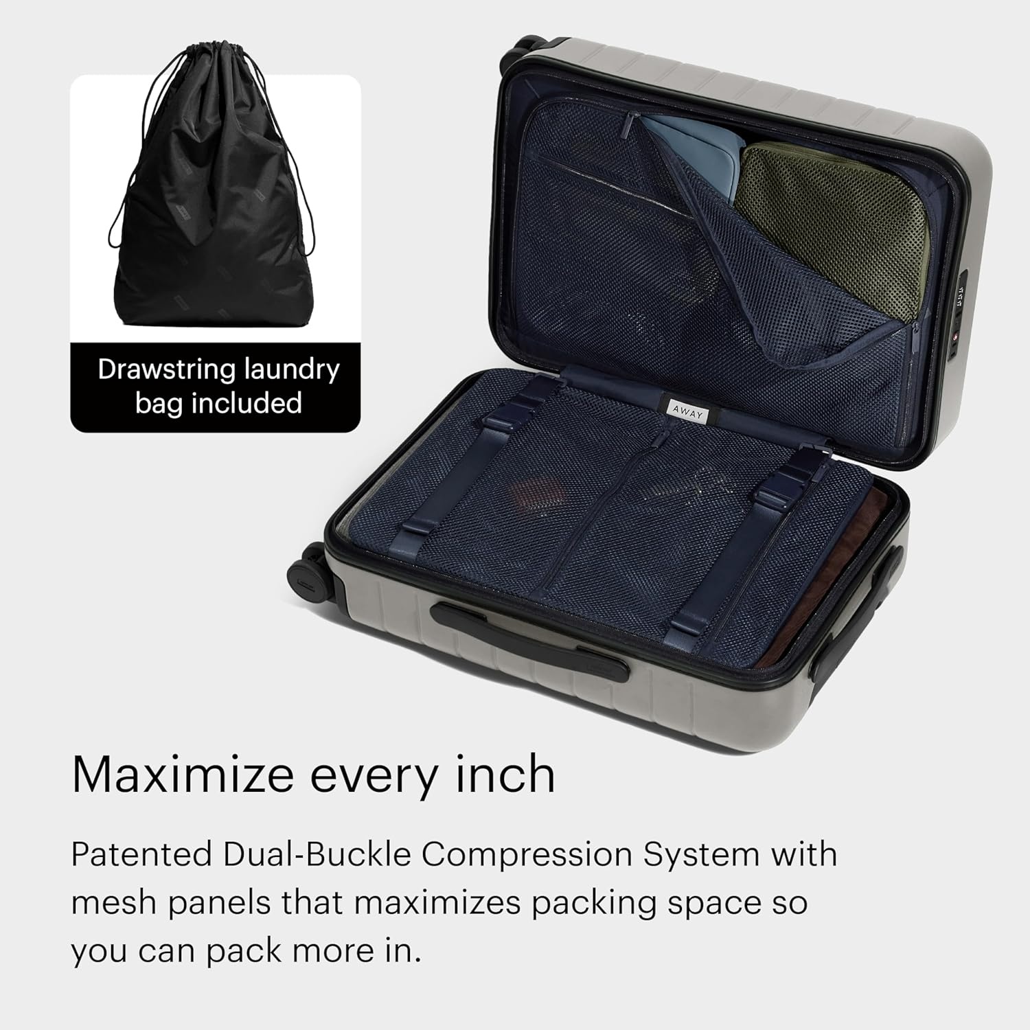 image:imageAway Amazon Exclusive Bigger CarryOn Luggage 23Inch Lightweight Hardside Suitcase with 360 Spinner Wheels Interior Compression System TSAApproved Lock Sky BlueCloud Gray