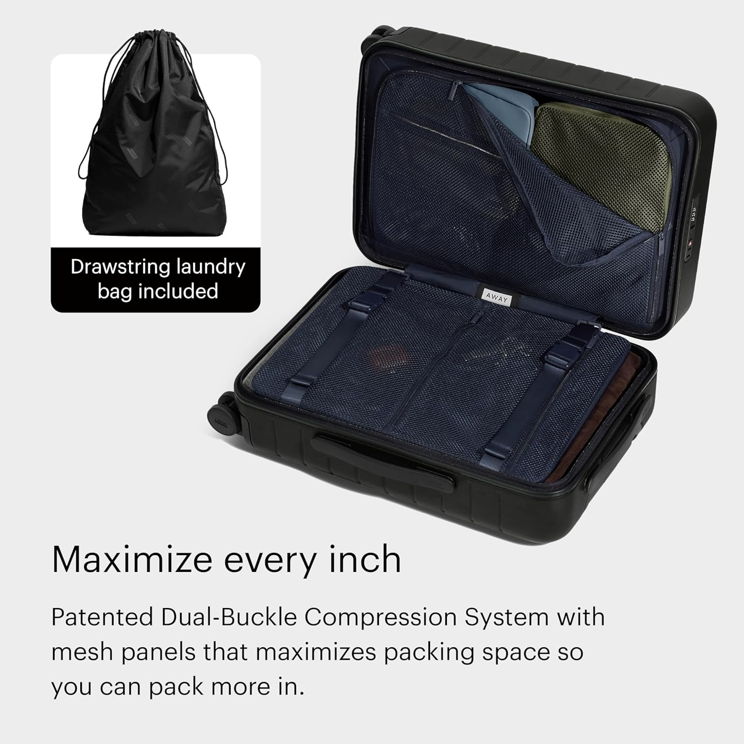 image:imageAway Amazon Exclusive Bigger CarryOn Luggage 23Inch Lightweight Hardside Suitcase with 360 Spinner Wheels Interior Compression System TSAApproved Lock Sky BlueJet Black