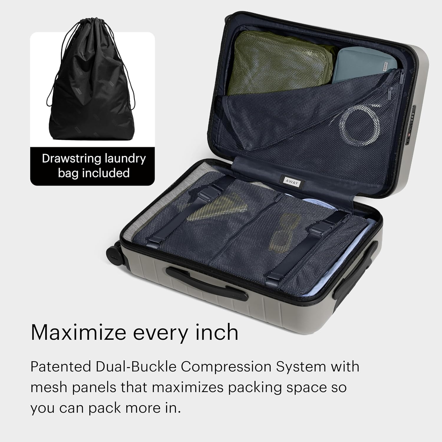 image:imageAway Amazon Exclusive Bigger CarryOn Luggage 23Inch Lightweight Hardside Suitcase with 360 Spinner Wheels Interior Compression System TSAApproved Lock Sky BlueCloud Gray