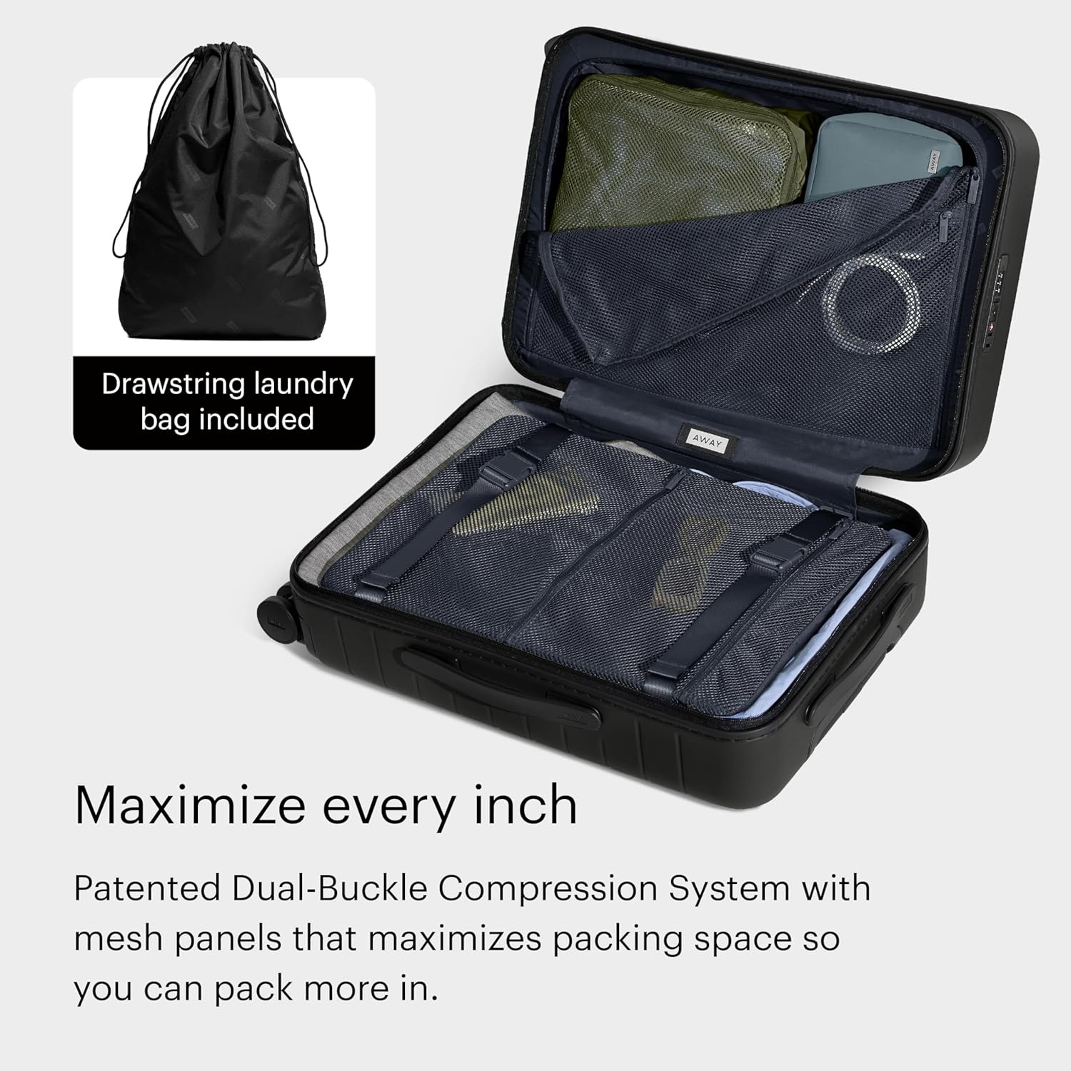 image:imageAway Amazon Exclusive Bigger CarryOn Luggage 23Inch Lightweight Hardside Suitcase with 360 Spinner Wheels Interior Compression System TSAApproved Lock Sky BlueJet Black