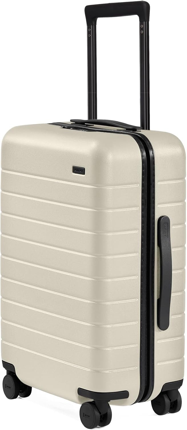 image:imageAway Amazon Exclusive Bigger CarryOn Luggage 23Inch Lightweight Hardside Suitcase with 360 Spinner Wheels Interior Compression System TSAApproved Lock Sky BlueSalt White Matte