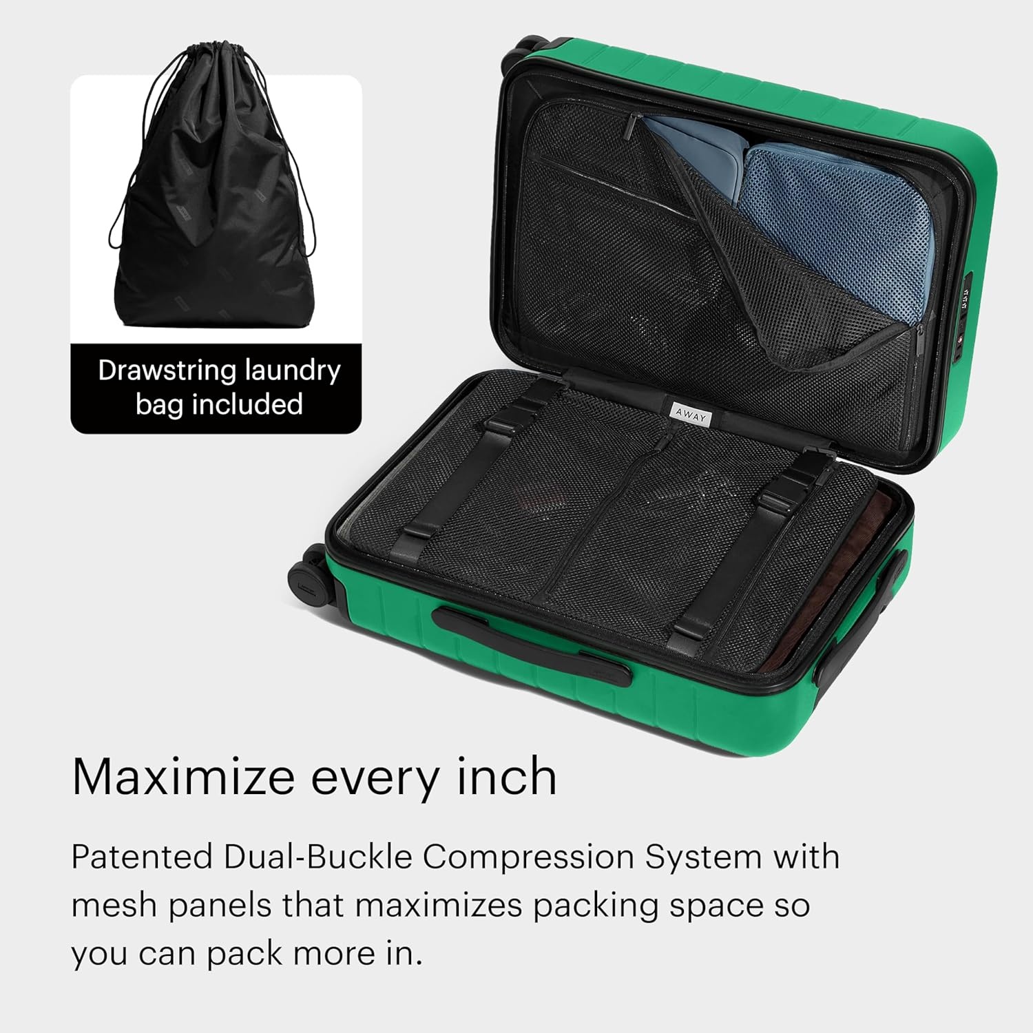image:imageAway Amazon Exclusive Bigger CarryOn Luggage 23Inch Lightweight Hardside Suitcase with 360 Spinner Wheels Interior Compression System TSAApproved Lock Sky BluePalm Green