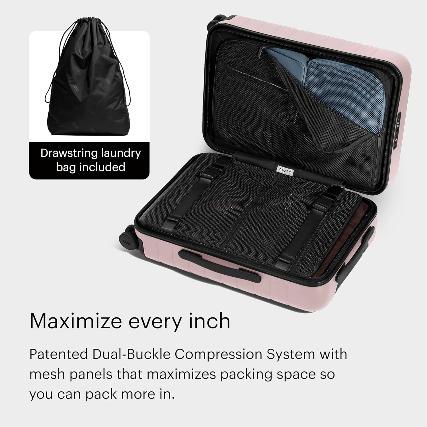 image:imageAway Amazon Exclusive Bigger CarryOn Luggage 23Inch Lightweight Hardside Suitcase with 360 Spinner Wheels Interior Compression System TSAApproved Lock Sky BlueBlush Pink