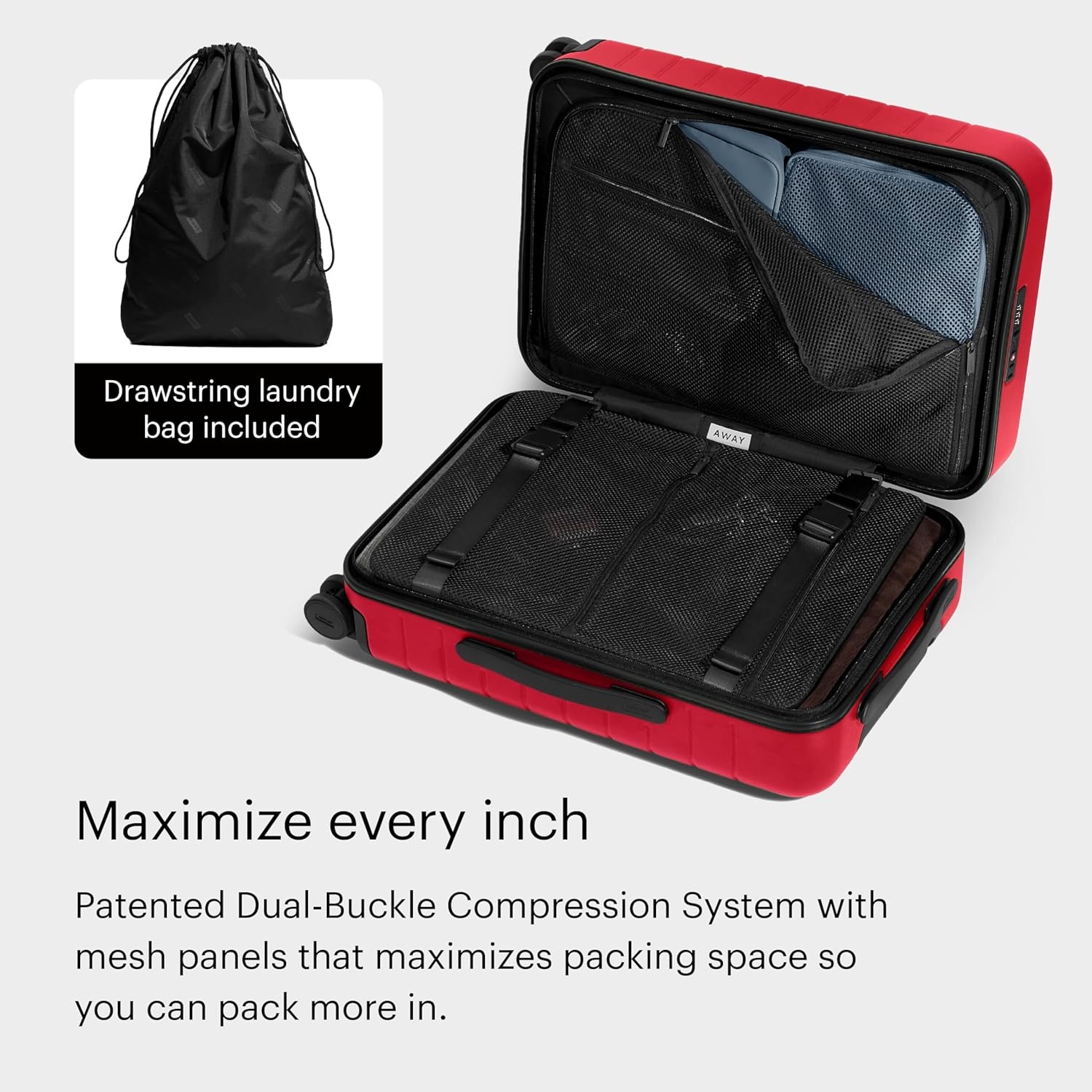 image:imageAway Amazon Exclusive Bigger CarryOn Luggage 23Inch Lightweight Hardside Suitcase with 360 Spinner Wheels Interior Compression System TSAApproved Lock Sky BlueCherry Red