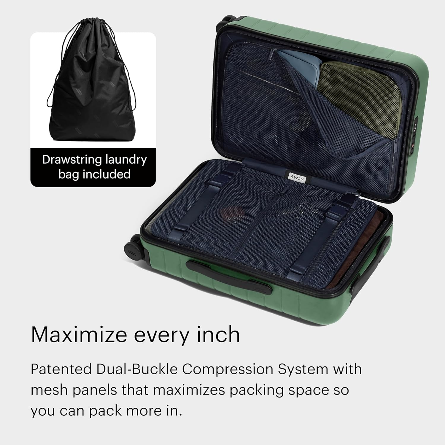 image:imageAway Amazon Exclusive Bigger CarryOn Luggage 23Inch Lightweight Hardside Suitcase with 360 Spinner Wheels Interior Compression System TSAApproved Lock Sky BlueSea Green