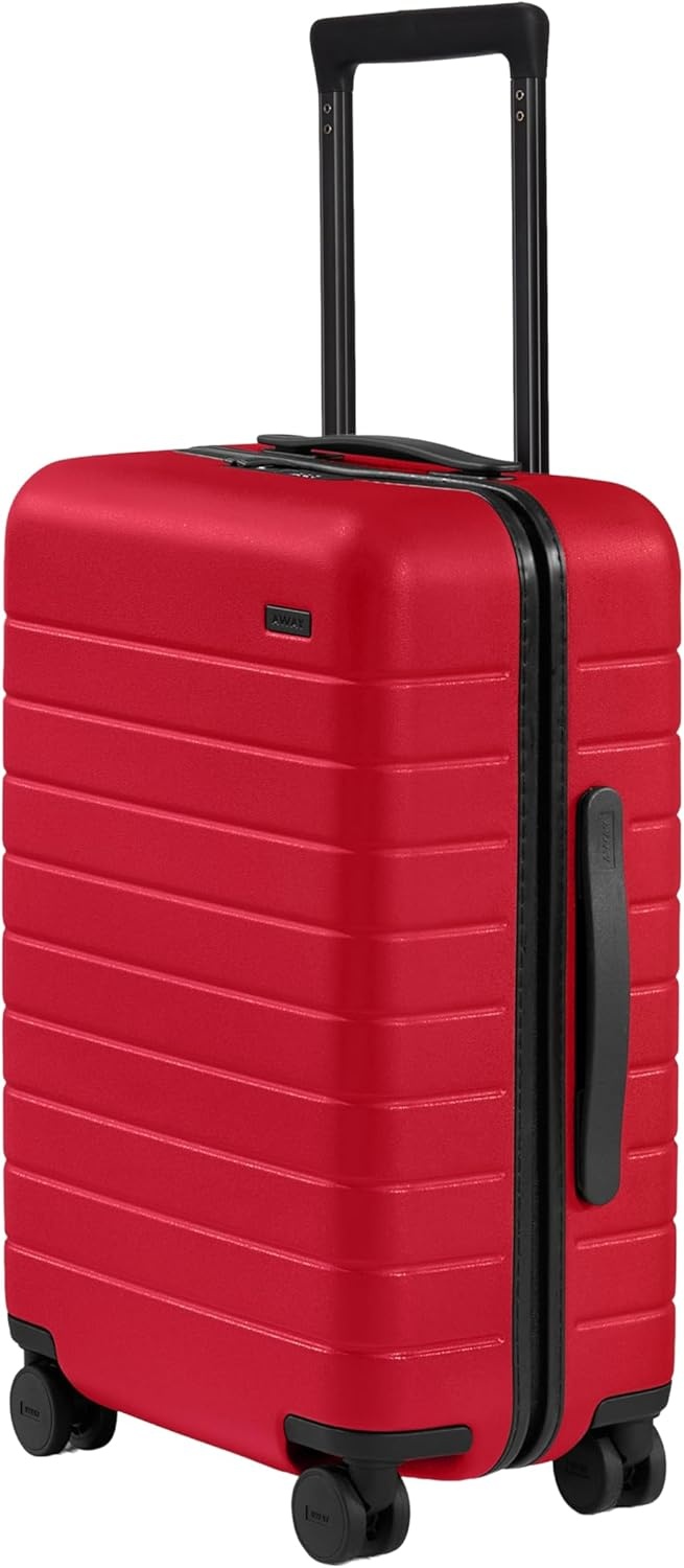 image:imageAway Amazon Exclusive Bigger CarryOn Luggage 23Inch Lightweight Hardside Suitcase with 360 Spinner Wheels Interior Compression System TSAApproved Lock Sky BlueCherry Red